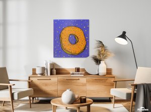 Orange on purple donut painting