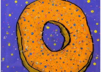 Super_Happy_Orange_Donut_painting_on_Purple