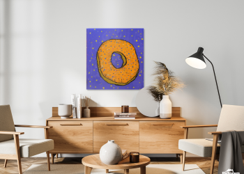 Orange on purple donut painting